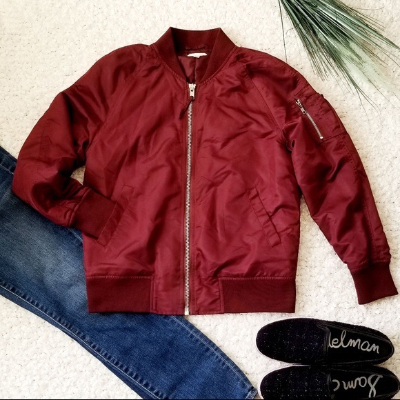 Silence + Noise Maroon Bomber Jacket - Picture 3 of 5